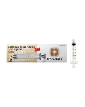 Seringa 5 ml sem Agulha Bico Luer Lock - Caixa 100 Unidades