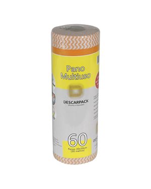 Pano Multiuso 30cm x 30m Laranja Rolo Descarpack