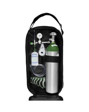 Kit Oxigênio Portátil 3 Litros Alumínio com Bolsa Preta Sem Carga