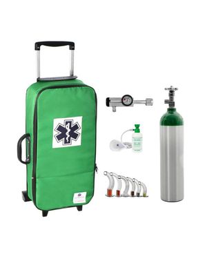 Kit Oxigênio 3L Bolsa Verde com Rodinhas Sem Carga Válvula Click