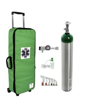 Kit Oxigênio 5L Bolsa Verde com Rodinhas Sem Carga Válvula Click
