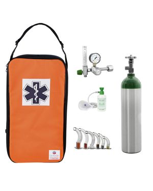Kit Oxigênio Portátil 3L Alumínio Bolsa Azul e Laranja Sem Carga