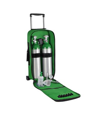 Kit Oxigênio 3L 2 Cilindros Bolsa com Rodinhas Verde