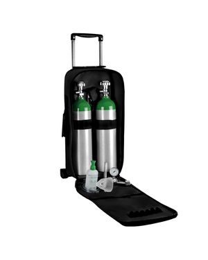 Kit Oxigênio 3L 2 Cilindros Bolsa com Rodinhas Preta