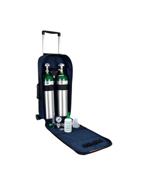Kit Oxigênio 3L 2 Cilindros Bolsa com Rodinhas Laranja e Azul