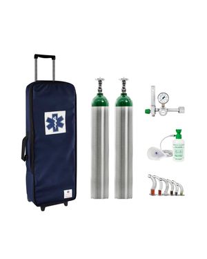 Kit Oxigênio 5L 2 Cilindros Bolsa com Rodinhas Marinho